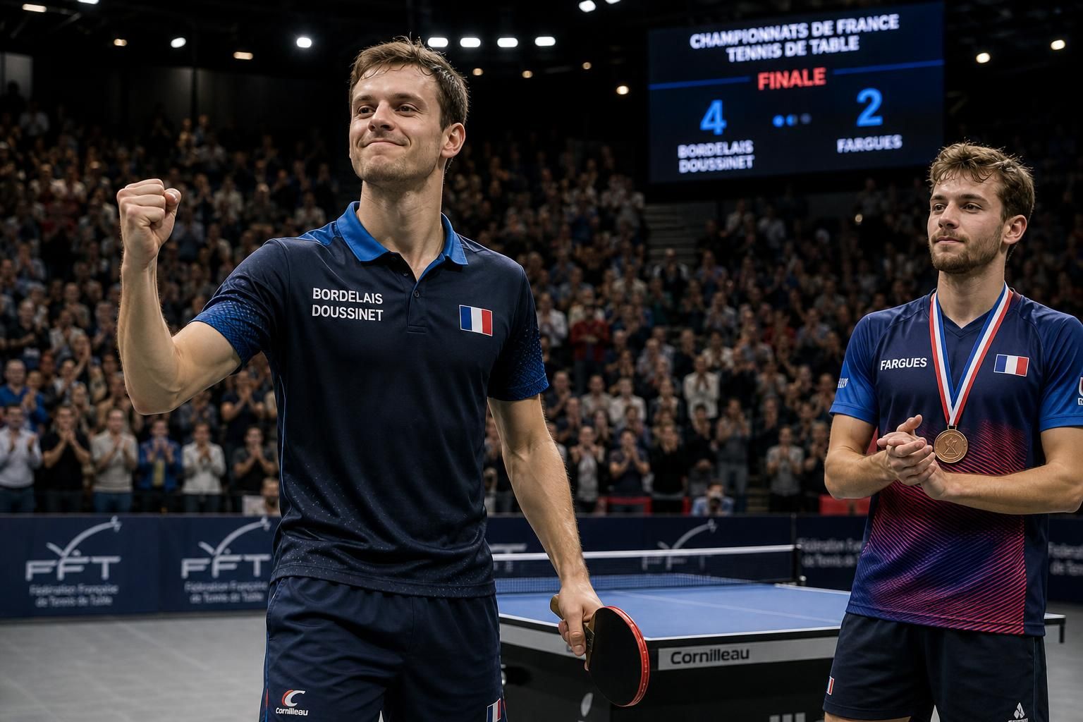 discover the highlights of the french table tennis championships where bordelais doussinet secured the championship title and fargues earned the bronze medal.