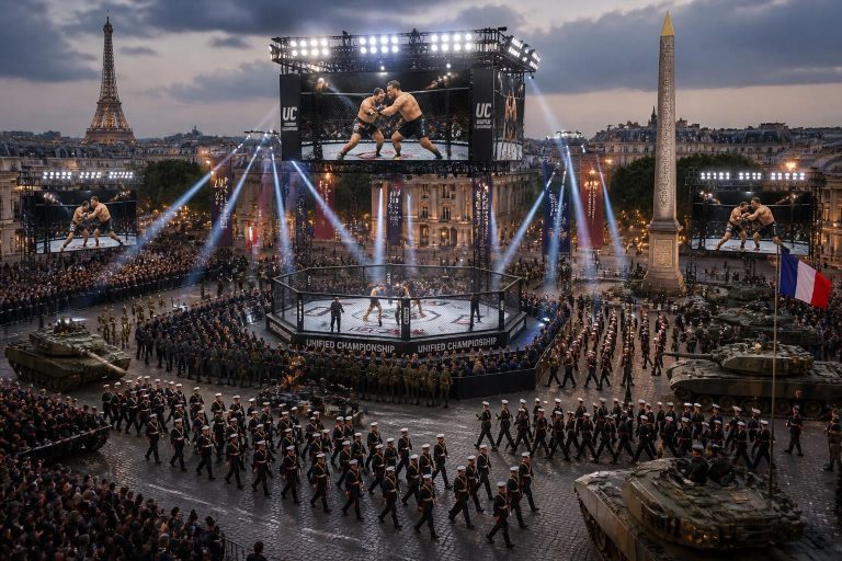 explore how mma arenas and military parades in paris inspired trump's ambitious and grandiose visions, blending spectacle with political drama.