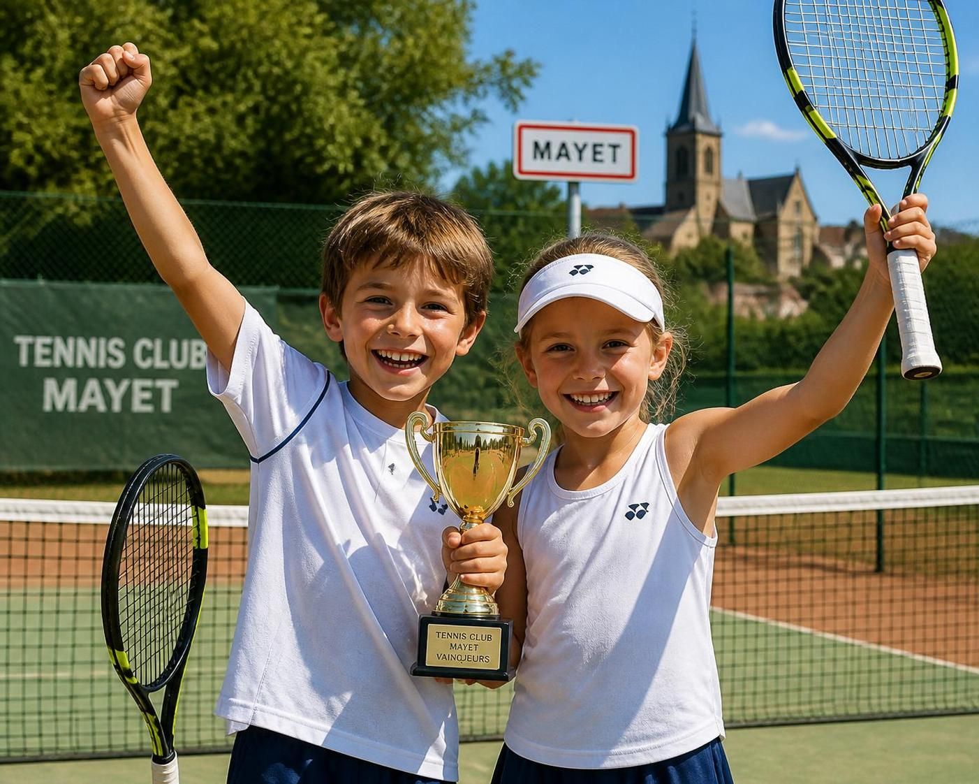 young tennis players aged 7-10 celebrate a triumphant victory in mayet, showcasing promising talent and teamwork in this exciting event covered by le maine libre.