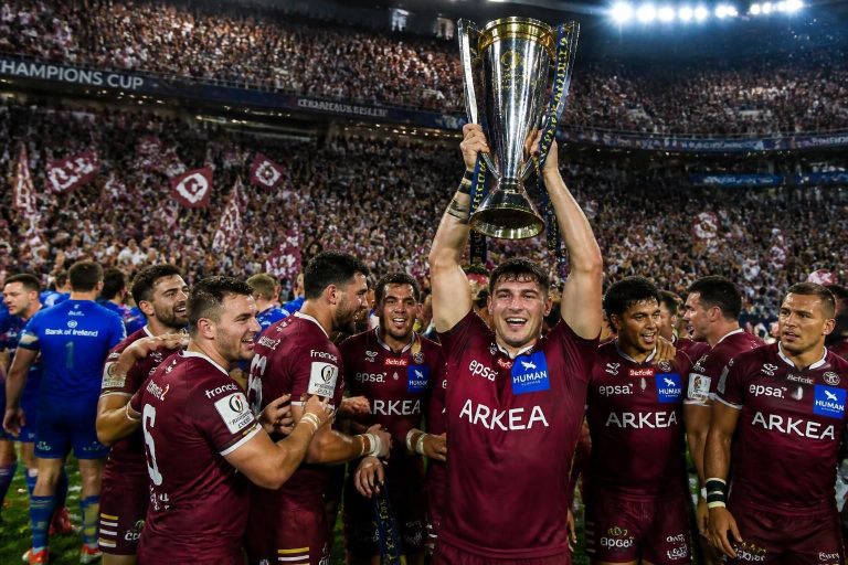 union bordeaux-bègles secure the champions cup double with an exhilarating victory over leinster in a thrilling rugby final.