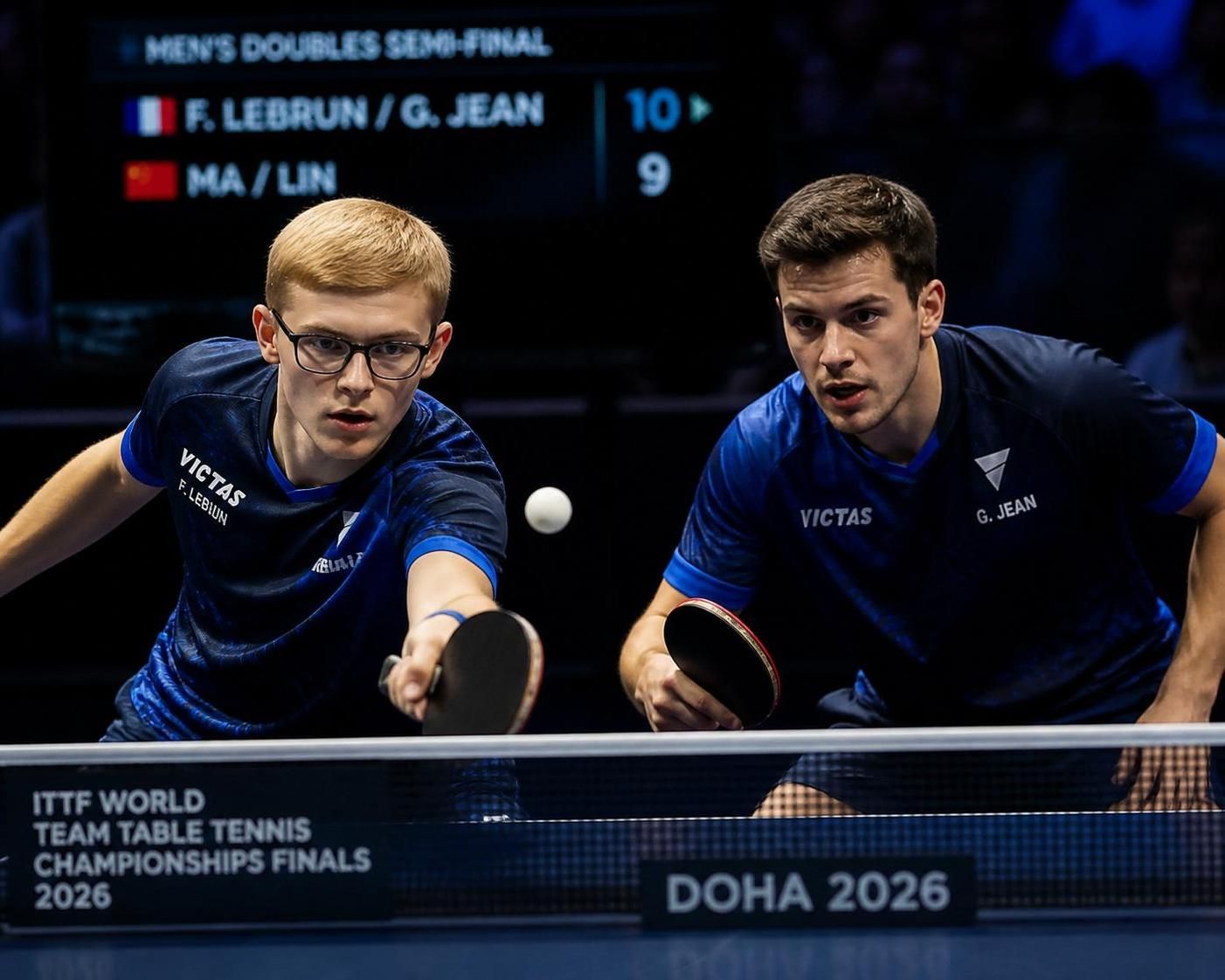 experience the thrilling semi-final upset as félix lebrun and grégoire jean deliver a stunning performance in the table tennis double event, showcasing skill and determination.