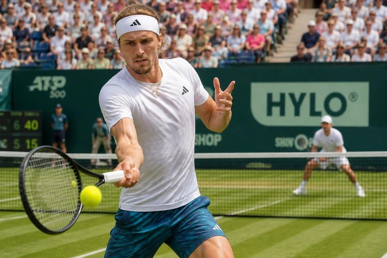 zverev overcomes a tough challenge to start his grass-court season with a triumphant win in tennis.