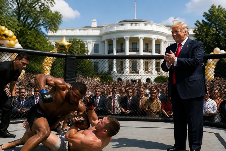 trump marks his 80th birthday with a unique celebration by hosting a thrilling mma event at the white house, blending politics and sports in an unforgettable way.