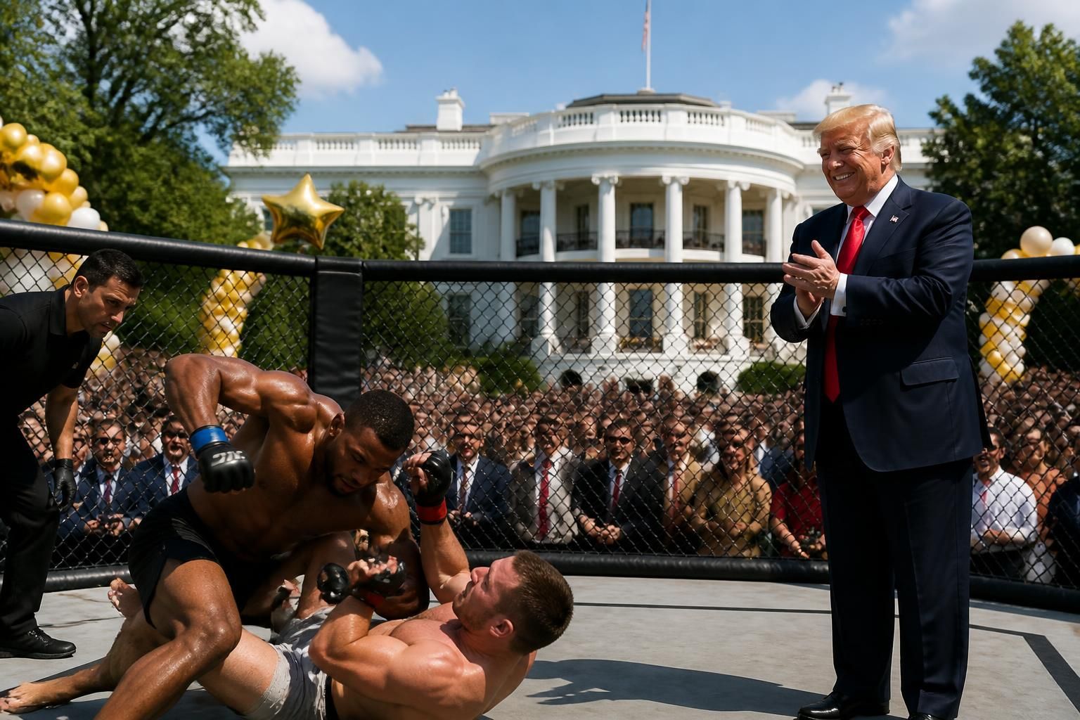 trump marks his 80th birthday with a unique celebration by hosting a thrilling mma event at the white house, blending politics and sports in an unforgettable way.
