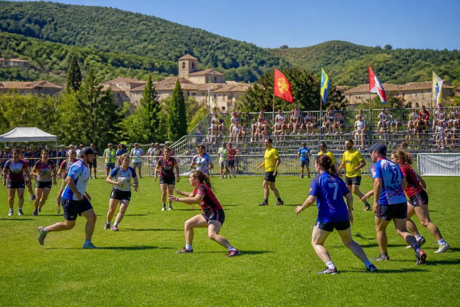 villegly accueille la 9e édition du tournoi interdépartemental de rugby à toucher, un événement sportif convivial réunissant passionnés et équipes locales pour des matchs enthousiasmants.