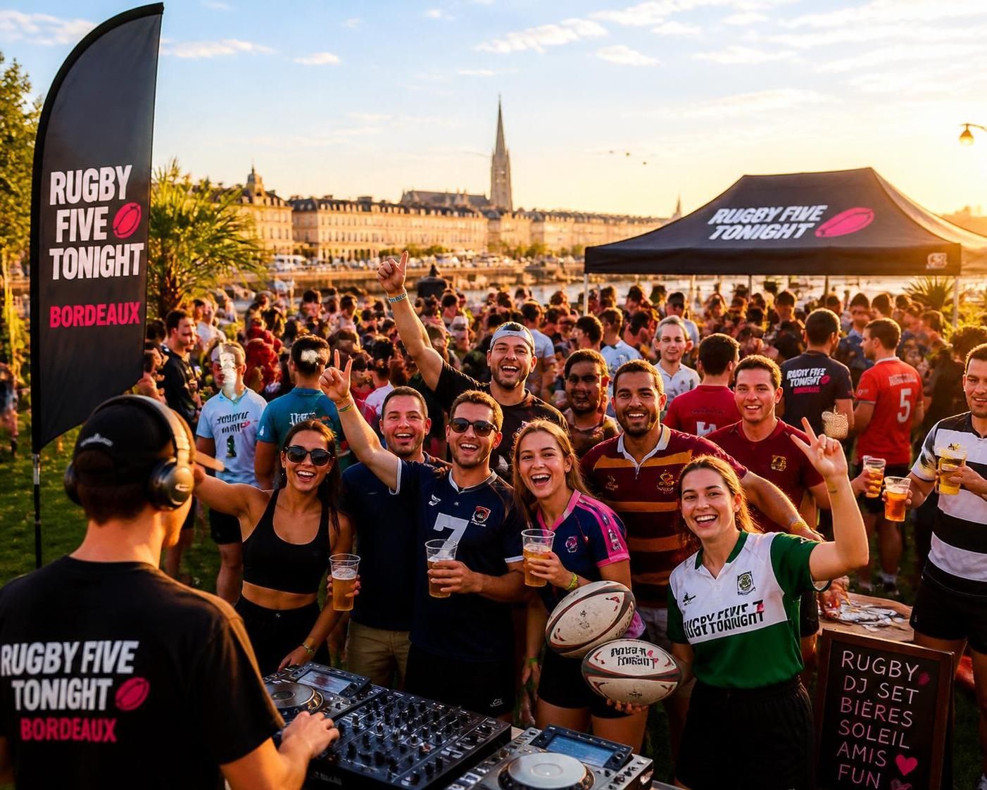 dĂ©couvrez le rugby Ă 5 Ă bordeaux, une expĂ©rience festive mĂȘlant biĂšres, dj et Ă©quipes mixtes, pour un Ă©vĂ©nement dynamique et convivial en pleine effervescence.
