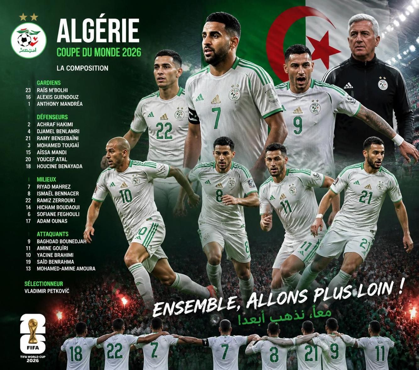 découvrez la composition officielle de l'équipe d'algérie pour la coupe du monde 2026, avec tous les joueurs sélectionnés et leurs rÎles clés.
